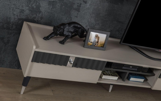 Woonkamer set Designer RTV-standaard Luxe houten planken Salontafel 3-delig Fernsehschrank-Set Designer Luxus-Holzregale Couchtisch 3-teilig