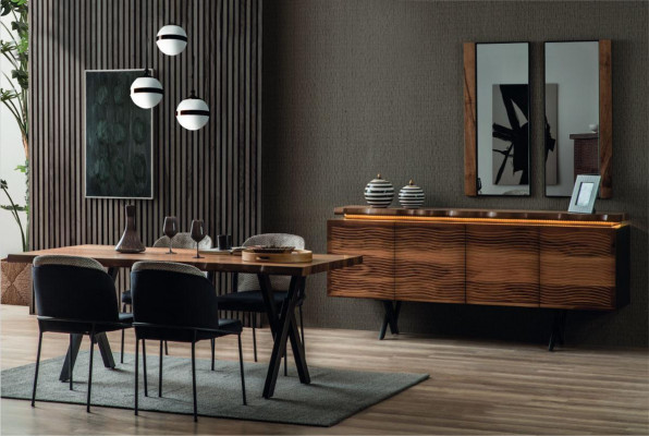 Ontwerper Bruine houten ladekast Luxueus dressoir Eetkamer houten kast