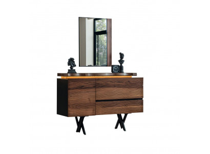 Exclusieve kaptafel spiegel hout make-uptafel bruine luxueuze console