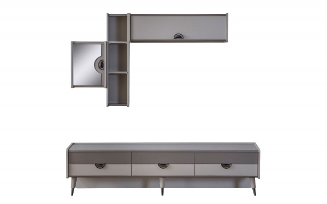 Beige woonkamer dressoir Stevige tv-standaard Laag dressoir Luxe rekken