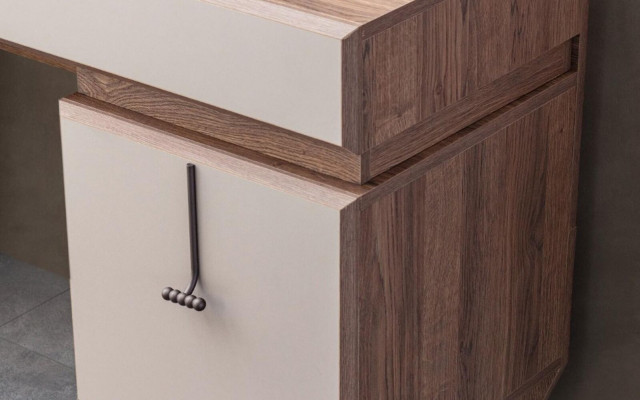 Beige bureau Luxe kantoortafel Wandkast Computertafel Set