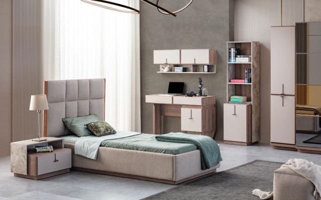 Moderne boekenkast Designer staande boekenrek Beige kantoorkast Boekenkast
