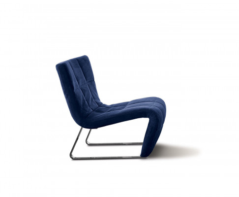 Fauteuil zonder armleuning Luxe gestoffeerd designmeubilair Italiaanse stijl Textiel Blauw