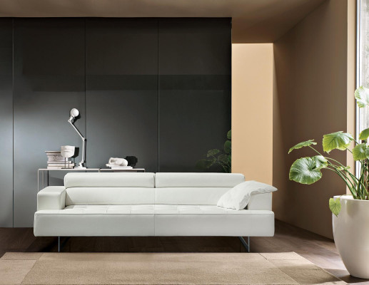 Polster Prianera meubels driezitsbank 3-zitsbank luxe leren bankstellen wit