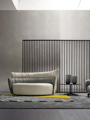 Ronde bank tweezitsbank bank 2-zits designbanken bekleding Prianera zits lederen bank