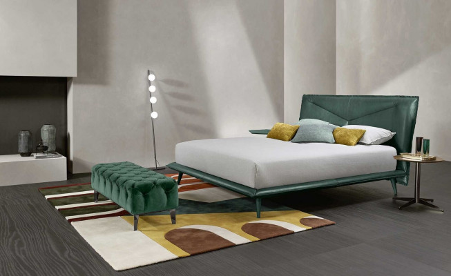 Tweepersoonsbedframe Luxe slaapkamerbed Tweepersoonsbed Hout Groen Leer Bedden Nieuw