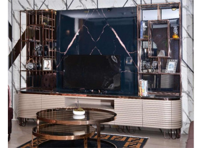 Wand RTV Lowboard TV-standaard Beige Modern Sideboard Kast Hout