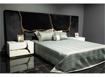 Slaapkamer set Tweepersoonsbed Luxe Bed Nachtkastjes Modern Zwart