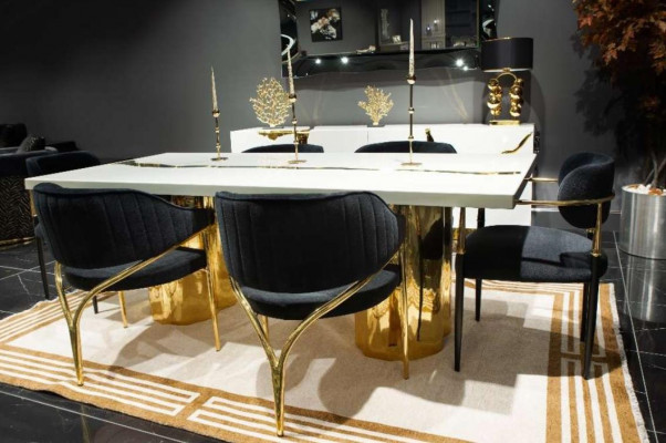 Eetkamer meubels Eethoek Luxe Eettafel Stoelen Wit 9-delig Hout