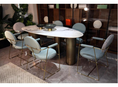 Eetkamerontwerper Ovale eettafel wit Luxe roestvrijstalen tafels Tafel