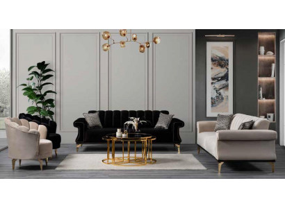 Luxe bankstel 3+2+1+1-zits bankstel fauteuilset stoffenset voor woonkamer.