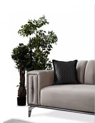 Luxe set 3+2+1 gestoffeerde suite Comfortset Modern Style set Kleur Zwart