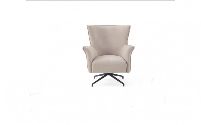 Beige woonkamer fauteuil ontwerper ontspannen gestoffeerde fauteuil met metalen poten.