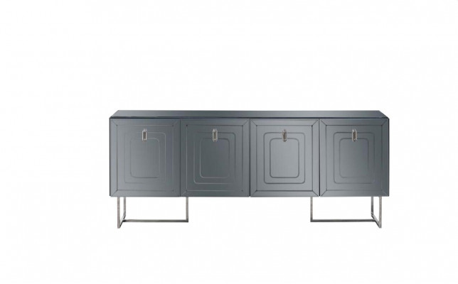 Grijze woonkamer dressoir Luxe houten meubels 4-deurs design commode