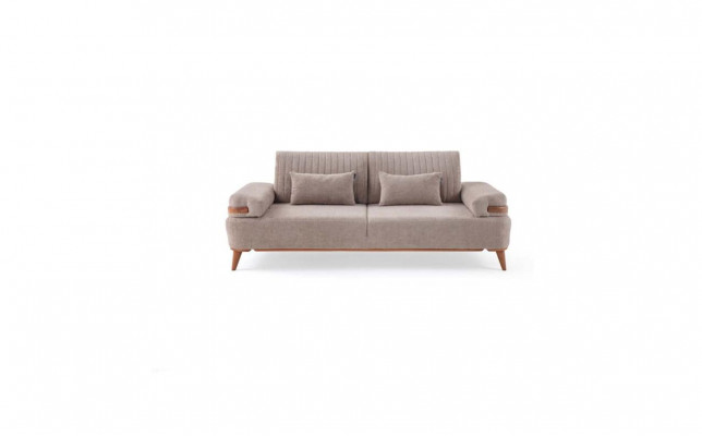 Ontwerper Beige 3-zits bank Woonkamer Houten frame Luxe bankstel