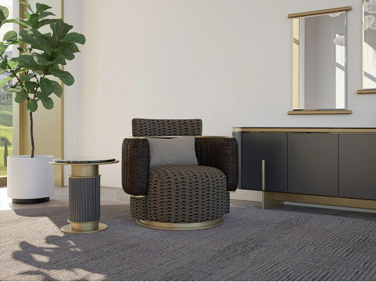 Luxe gestoffeerde zitontwerp bruine fauteuil gestoffeerde meubels woonkamer inrichting