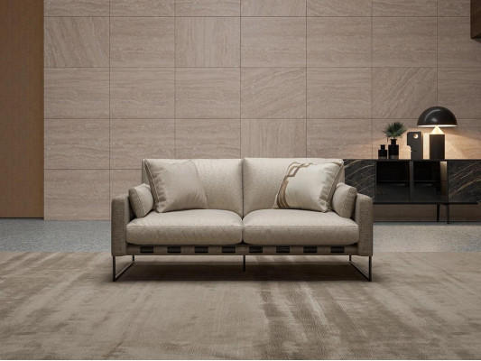 Luxe Beige Tweezitsbank Bank Bekleding Meubels Textiel Woonkamer Inrichting