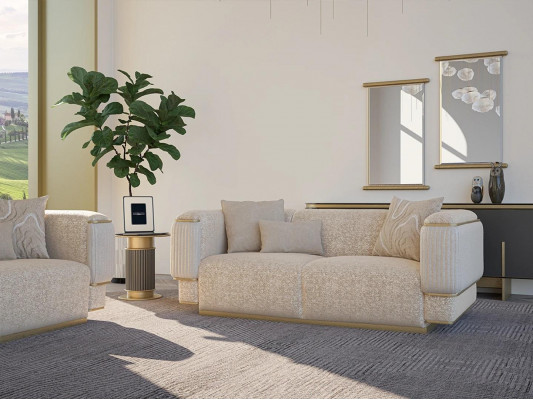 Luxe woonkamer meubels bank bank tweezitter beige banken gestoffeerde meubels