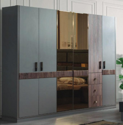 Grijze grote kledingkast slaapkamer houten kasten luxe meubels nieuw