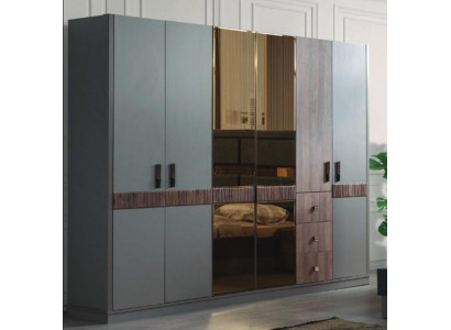 Grijze grote kledingkast slaapkamer houten kasten luxe meubels nieuw