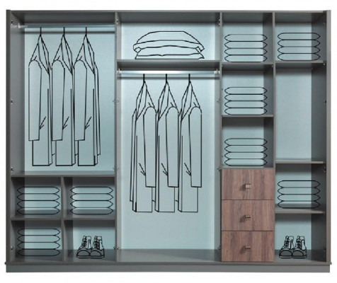 Grijze grote kledingkast slaapkamer houten kasten luxe meubels nieuw