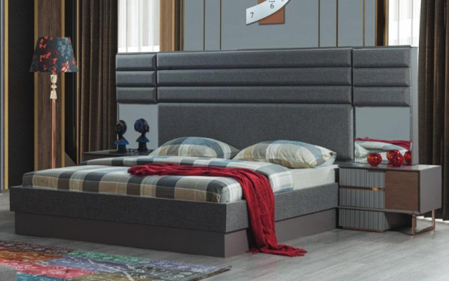 Slaapkamer inrichting Luxe tweepersoonsbed Designer nachtkastjes 3-delige set