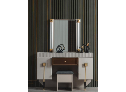 Moderne slaapkamer houten meubels kaptafel kruk spiegel set