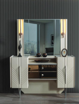 Slaapkamer Set Luxe Witte Kaptafel Spiegel Designer 2-delig Set