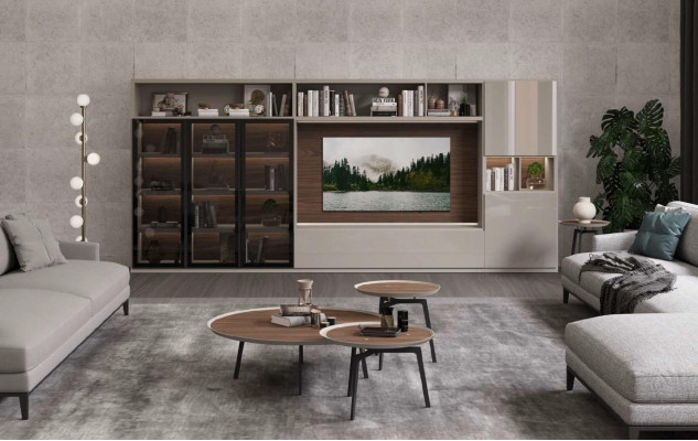 Grote woonkast glazen deuren woonkamer meubels Moderne woonwanden meubelkast