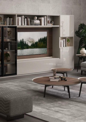 Grote woonkast glazen deuren woonkamer meubels Moderne woonwanden meubelkast
