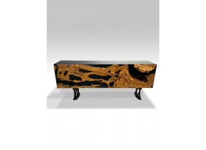 TV-standaard sideboard RTV laag dressoir woonkamer epoxyhars hout bruin