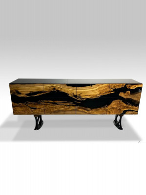TV-standaard sideboard RTV laag dressoir woonkamer epoxyhars hout bruin