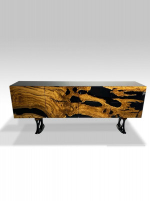 TV-standaard sideboard RTV laag dressoir woonkamer epoxyhars hout bruin
