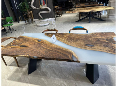 Grote eettafel Eettafel Epoxyhars eettafel Houten tafel Bruin