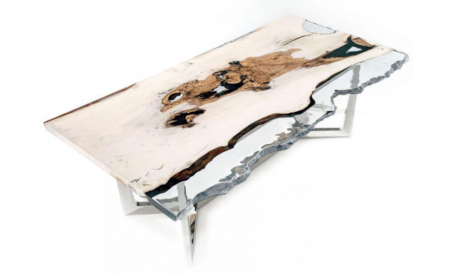 Eettafel Epoxyhars Keukentafel Eettafel Tafel 220 cm Hout Wit