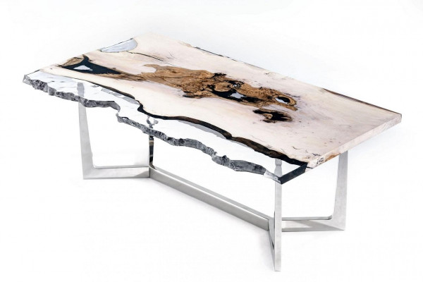 Eettafel Epoxyhars Keukentafel Eettafel Tafel 220 cm Hout Wit