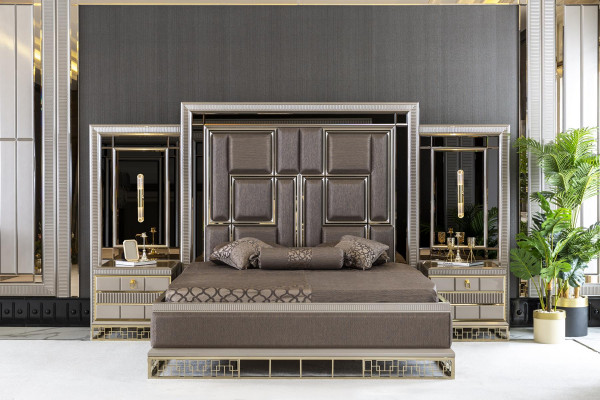 Bed Bruin Elegant Slaapkamerontwerp Mooie Luxe Tweepersoonsbedden