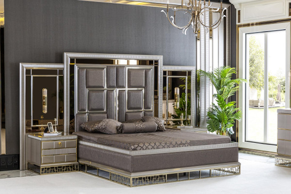 Bed Bruin Elegant Slaapkamerontwerp Mooie Luxe Tweepersoonsbedden