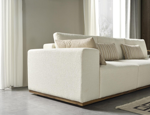 Witte hoekbank L-vorm Bank Salontafel Luxe Stoffen meubels Wit Ontwerp Nieuw