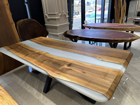 Eettafel Keukentafel Eettafel Epoxyhars Tafel 240 cm Hout Bruin