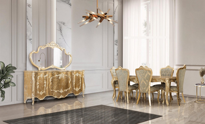 Eetkamer Eettafel 6x Stoelen Tafel Luxe Tafels Klassieke Eetgroep Set 7-delig.