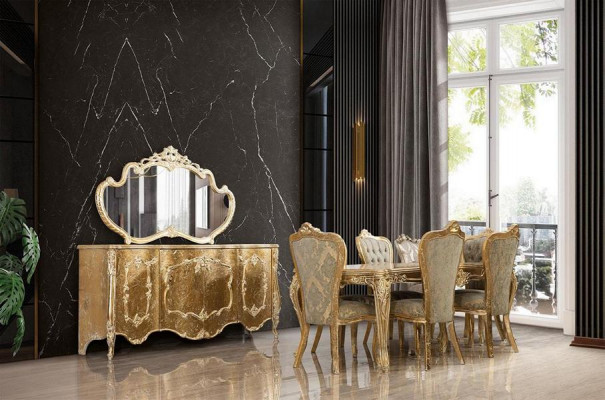 Eetkamer Eettafel 6x Stoelen Tafel Luxe Tafels Klassieke Eetgroep Set 7-delig.