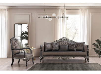 Luxe Chesterfield bankstel 3+1 zits klassieke sofa barok gestoffeerde stoel