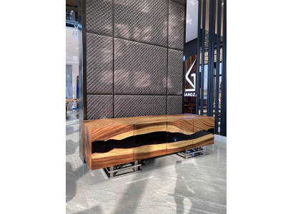 Dressoir Sideboard Ladenkast Epoxyhars Bruin Woonkamer Hout Ladenkasten