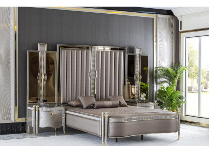 Bed Grijs Mooi Gestoffeerd Design Luxe Tweepersoons Slaapkamer Bedden Meubels
