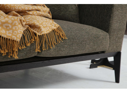Moderne groene bankstel tweezits fauteuil stoffen meubels grijs luxe set