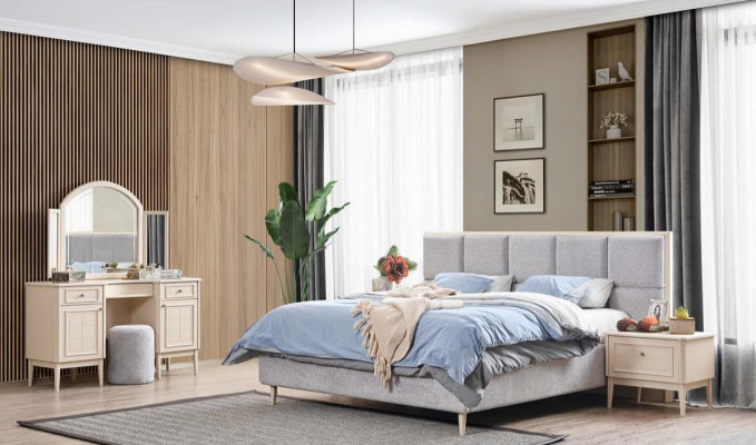 Complete slaapkamer meubelset Bed 2x Nachtkastje Kaptafel 4-delig Nieuw