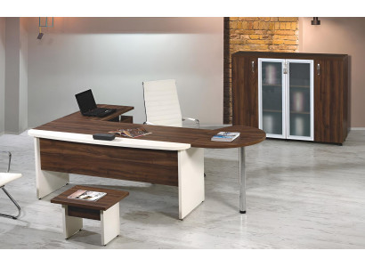 Garnituur Kantoor Meubel Set 3-delig Hoekbureau Compleet kantoor Hout Bruin Tafel