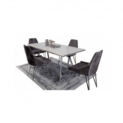 Compleet set eettafel 4x stoelen eetkamerset eetgroep metalen tafel nieuw