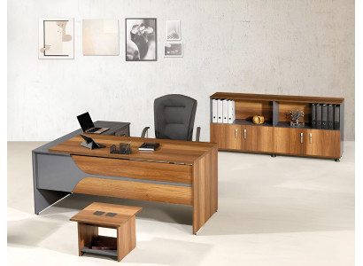 Garnituur Bureau Hoekbureau Kantoorinrichting Kast 3-delig Hout Bruin